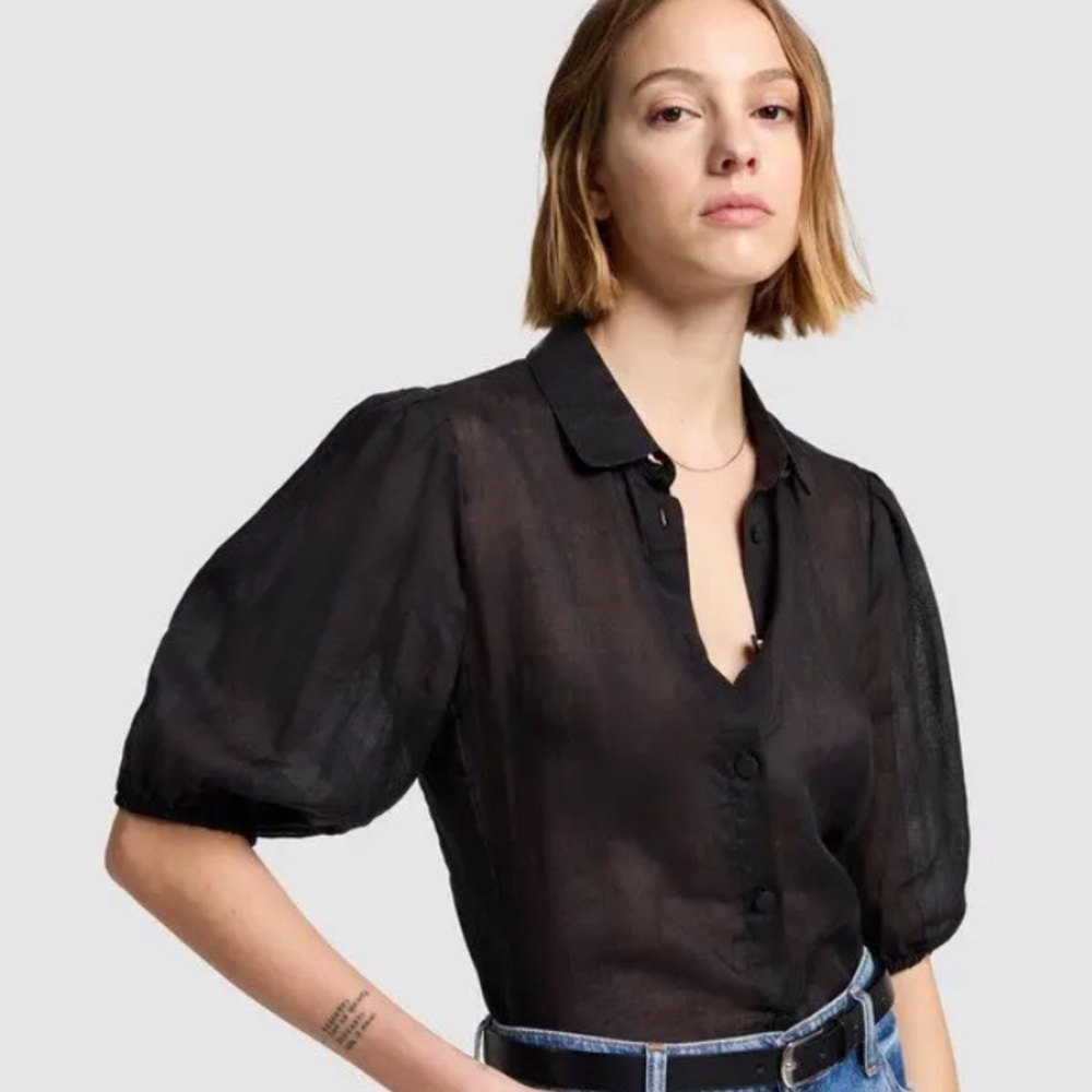 7 For All Mankind Ramie puffy sleeve blouse Size Medium